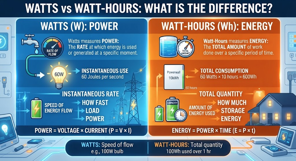 Watts vs Watt-Hours: What Is the Difference?